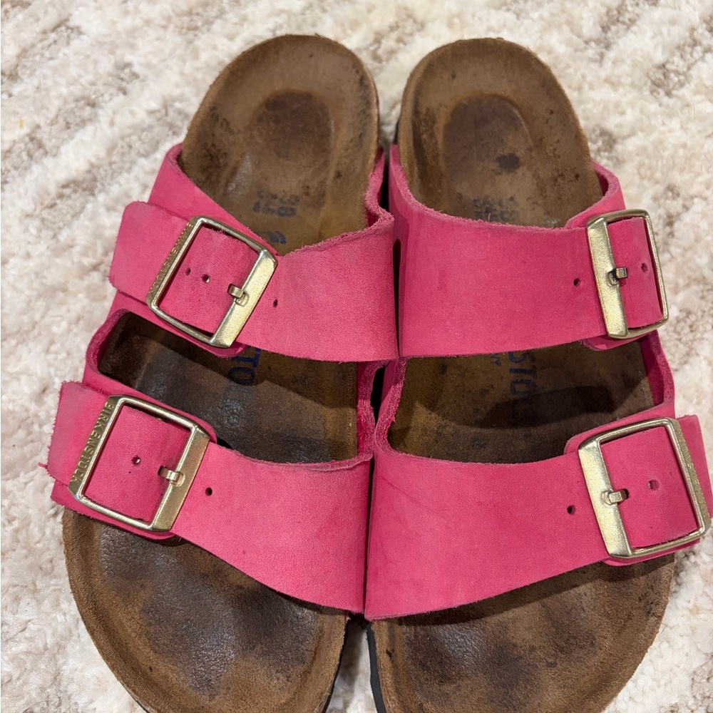 Birkenstock Women’s Pink Arizona Soft Footbed Sandals - Picture 3 of 4